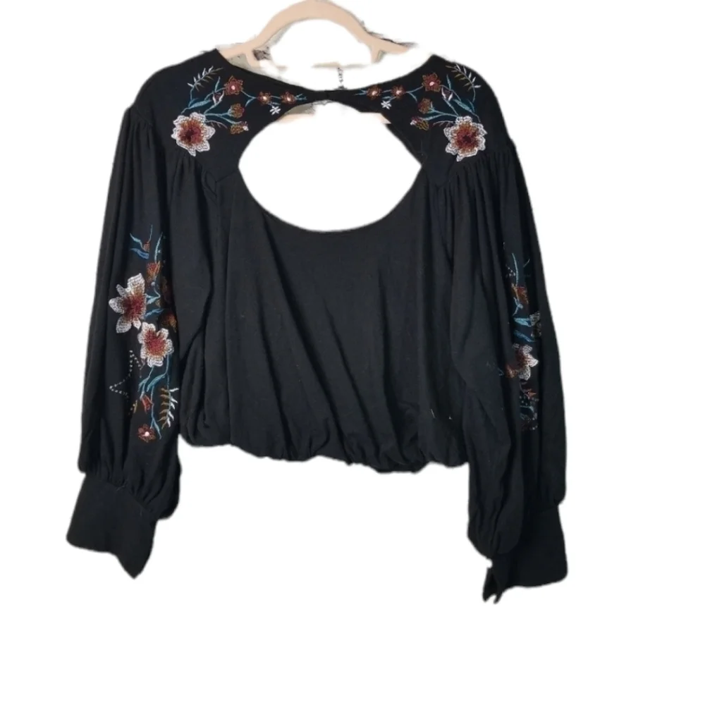 Free People Lita embroidered cutout top